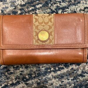 Coach Tan and Brown Leather Wallet